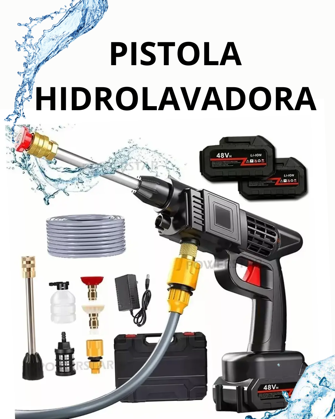 PISTOLA HIDROLAVADORA 2 BATERIAS 48V Y 24V